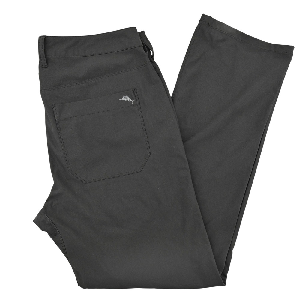 Tommy Bahama Men 33x30 IslandZone Performance Pants Black 5-Pocket Golf Marlin